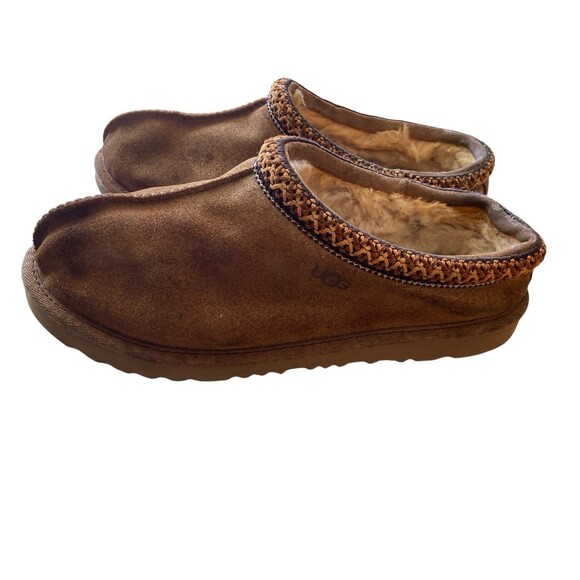 UGG Women Tasman Slippers Sz 7 Chestnut Brown Suede‎ Sheepskin Red Description - Picture 1 of 9